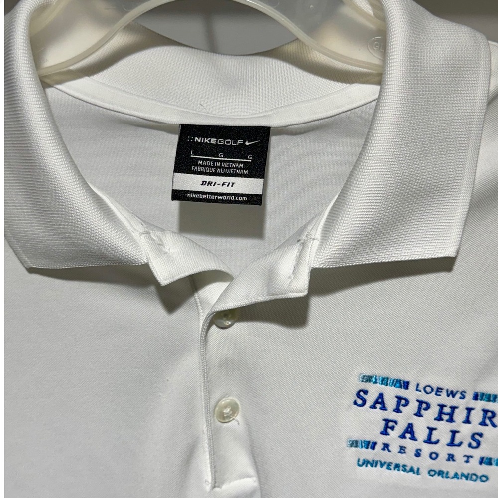 Nike Golf Dri-FIT Polo Shirt Loews‎ Sapphire Falls Resort White Large
